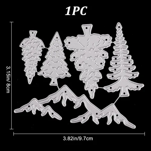 Miniatura 2 de CRASPIRE Plantillas de corte de metal para árbol de Navidad, plantillas de corte de bosque de montaña, plantas de pino, troqueles de corte de Feliz