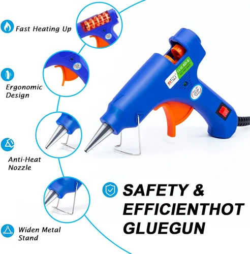 Miniatura 5 de Kit de pistola de pegamento caliente, 40 barras de pegamento para pistolas de pegamento mini con estuche de transporte de carcasa dura