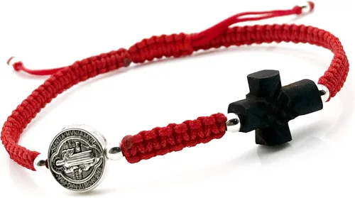 Miniatura 2 de St Benedict Medal Adjustable Red String Protection Bracelet for Mens Pulsera San Benito para Hombre