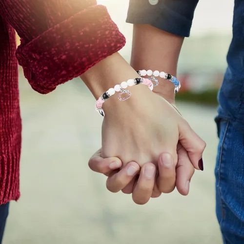 Miniatura 110 de 2 pulseras magnéticas para parejas, piedra natural negra mate, cristal para votos de amor eterno, juego de pulseras de cuentas de piedra de energía