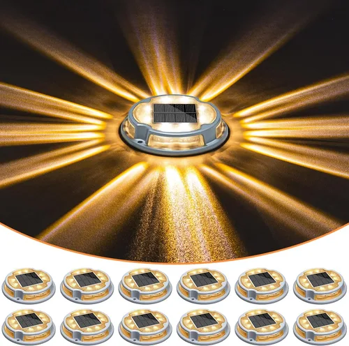 Miniatura 12 de VOLISUN Luces solares para cubierta de entrada, luces marinas para muelle, paquete de 4 luces solares de tierra de 2 colores en 1 LED, impermeable