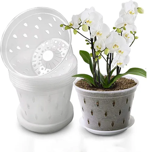 Miniatura 2 de 4 macetas de plástico transparente de 4.3 in para orquídeas, macetas pequeñas de jardín transparentes, macetas de inicio de semillas con agujeros