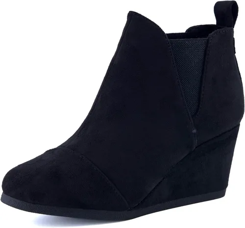 Miniatura 10 de Dunes Zoey - Botines de cuña para mujer, ante vegana suave, diseño fácil de poner, espuma viscoelástica, disponibles en anchos amplios
