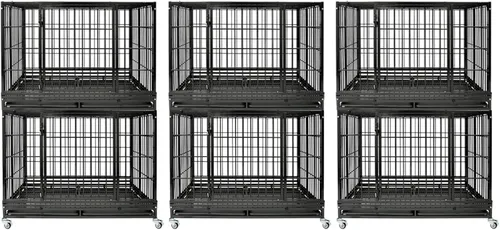 Miniatura 14 de Jaulas de dos niveles de 30 pulgadas para perros pequeños, jaula para perros de tamaño mediano para 2 perros, jaula resistente para perros, perreras