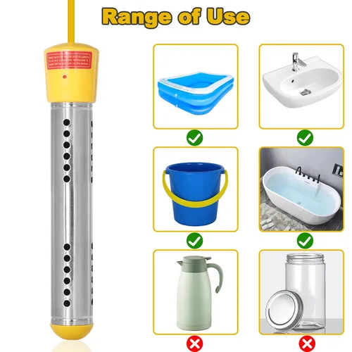 Miniatura 3 de Calentador de agua de inmersión, calentador de agua portátil con apagado automático temporizado, calentador de agua sumergible eléctrico portátil