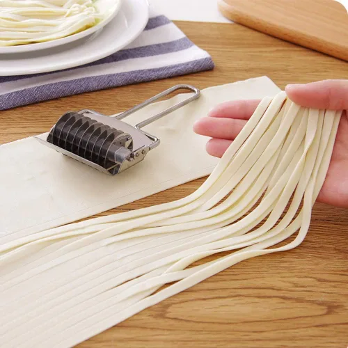 Miniatura 9 de Cortador de fideos para pasta, máquina manual de espaguetis de pasta de acero inoxidable, cortador de masa para fideos caseros, rodillo de celosía