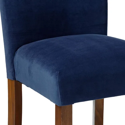 Miniatura 245 de Homepop Silla de comedor con detalles festoneados, sillas de comedor Parsons tapizadas, muebles decorativos para el hogar, tejido gris claro