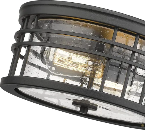 Miniatura 2 de zeyu ZW01-F BK - Lámpara de techo de montaje empotrado, 2 luces, para cocina, pasillo, 12 pulgadas, acabado negro con vidrio semillado, ZW01-F BK