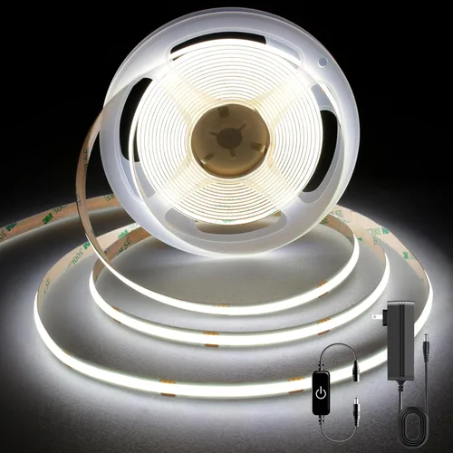 Miniatura 9 de Pandery Tira de LED COB, Tira de Luces LED 1M/3.28ft, Tiras LED Regulables por Toque, CRI90+, Luz COB LED Blanca Cálida 2700K, 960LEDs, Tira