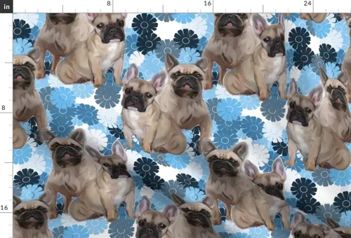 Miniatura 3 de Spoonflower Tela - Bulldog Francés Animales Perros Cachorros Patas Flores Impresas en Tela de Gasa Barrio Gordo - Costura Ropa de Moda Vestidos