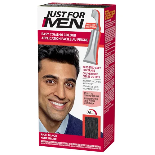 Miniatura 9 de Just For Men Easy Comb-In Color - Tinte para el cabello para hombre, fácil aplicación sin mezcla, con aplicador de peine, marrón oscuro, A-50