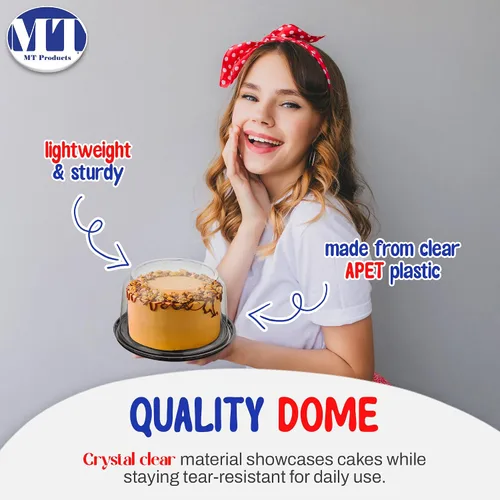 Miniatura 7 de MT Products Recipientes redondos de plástico PET para tartas de 6 pulgadas, cajas de plástico para panadería con tapa transparente (paquete de 100)