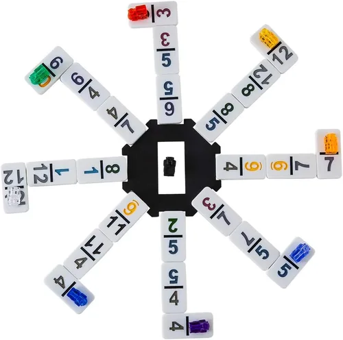 Miniatura 2 de Homwom - Juego de Mexican Train Dominó, carretas hasta el número 12 con caja de aluminio