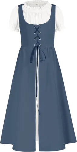 Miniatura 17 de Scarlet Darkness Vestido renacentista para niñas, disfraz de princesa medieval de dos piezas, 7-14 años