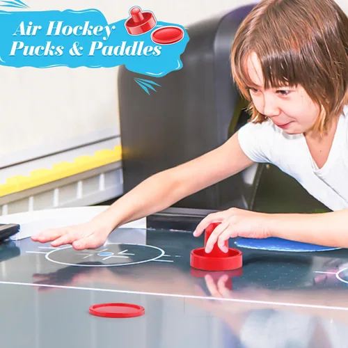 Miniatura 3 de 3 juegos de mini discos y paletas de hockey de aire de 2.362 in, empujadores de hockey de aire, paletas, remos rojos, accesorios de repuesto