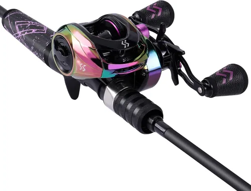Miniatura 10 de One Bass Combo de Caña y Carrete de Pesca, Combo de Baitcasting Rápido Medio, Fibra de Carbono de 24 Toneladas, 2 Piezas de Cañas de Pescar