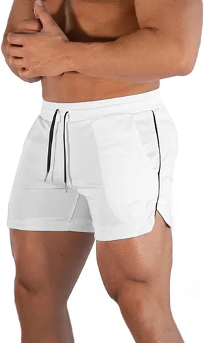 Miniatura 23 de FLYFIREFLY Pantalones cortos de entrenamiento de gimnasio para hombre, ligeros, atléticos, pantalones cortos para entrenamiento de culturismo