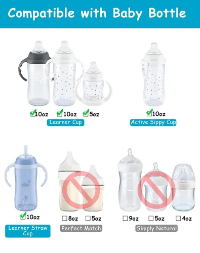 Miniatura 6 de Kit de conversión de boquilla suave para copa de aprendiz NUK, kit de transición para niños pequeños con boquilla de silicona para sorber, popote
