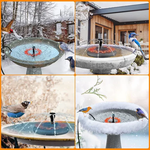 Miniatura 8 de Calentador de baño para pájaros para exteriores con bomba de agua, descongelador para baños de pájaros con control termostático y cable de 3.3 pies