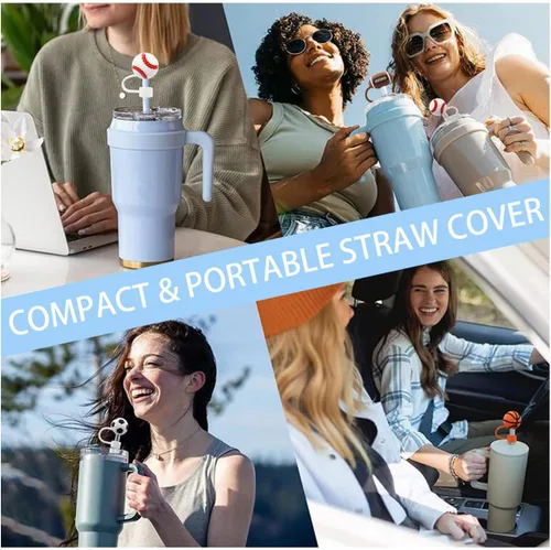 Miniatura 6 de Tapa de popote para copa Stanley, compatible con vaso de 30 y 40 onzas con asa, tapas de puntas de popote reutilizables a prueba de polvo de 0.394