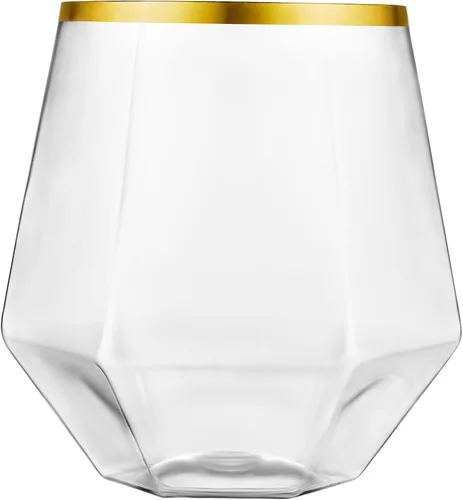 Miniatura 6 de Kitchen Lux Paquete de 40 copas de vino de plástico con diamantes desechables, copas de oro, copas de vino, copas de cóctel, vasos de plástico