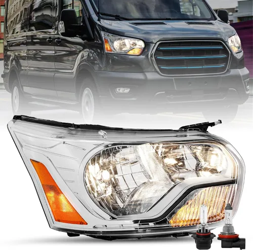Miniatura 11 de SOCKIR Conjunto de faros delanteros de carcasa cromada para Ford Transit Van 150 250 350 HD de repuesto para Ford Transit Van 150 250 350 HD, lado