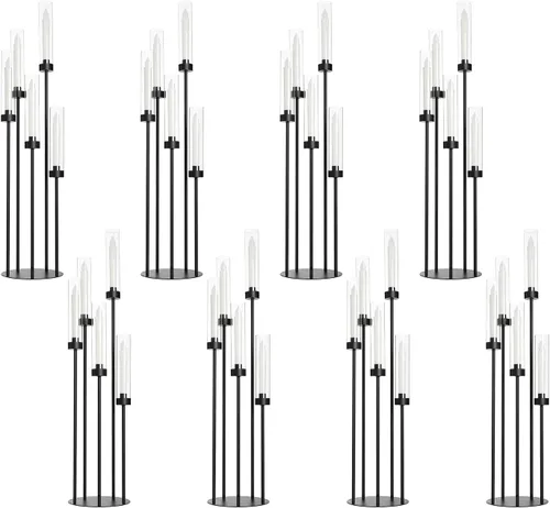 Miniatura 17 de Candelabro de 5 brazos con pantalla acrílica, juego de 4 candelabros dorados para mesa de boda, fiesta de cumpleaños, decoración del hogar, 39.4
