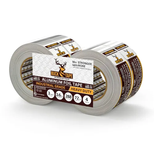 Miniatura 18 de Cinta de aluminio de hoja de lata BUCK – 3 pulgadas x 216 pies (72 yardas), 3.6 mil – Cinta para HVAC para conductos, AC, ventilaciones de secadora