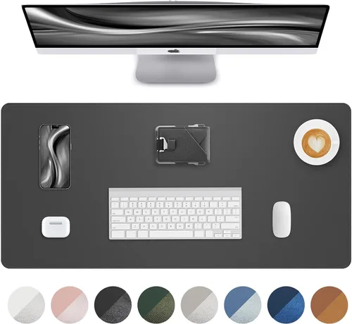 Miniatura 23 de Tapete protector para escritorio y mouse, antideslizante, de piel sintética, tapete impermeable de escritura para laptop, para oficina y hogar