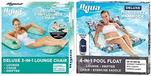 Aqua Leisure Mosaic - Flotador de silla de piscina 3 en 1 y hamaca Monterey 4 en 1 de alta calidad de resort y hamaca de agua con bolsa adicional,