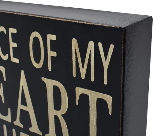 Miniatura 6 de Cartel de madera con texto en inglés "Saying A Piece of My Heart Lives in Heaven", decoración de oficina para escritorio, cubículo, caja de citas