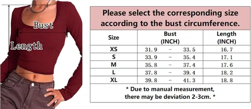Miniatura 3 de iGENJUN Camiseta corta básica para mujer, cuello cuadrado, manga larga, acanalada, ajustada, informal, para otoño, ropa de moda 2023