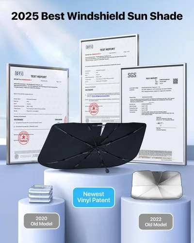 Miniatura 4 de Nmoiss - Parasol para parabrisas Nmoiss - [Escudo térmico con revestimiento de vinilo] Protege el automóvil de los rayos solares y daños por calor