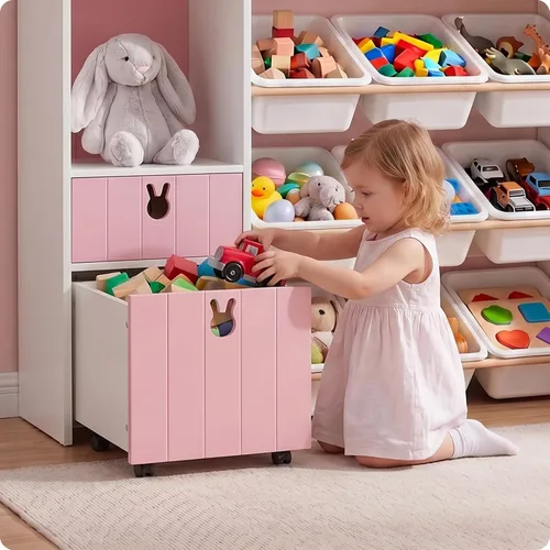 Miniatura 2 de 46.46" H Kids Toy Storage Organizer,Toy Chest with Book Shelf,Toy Bins,Storage Cubbies,Drawer and Rolling Cubbies,Easy Access and Clean,Space Saving