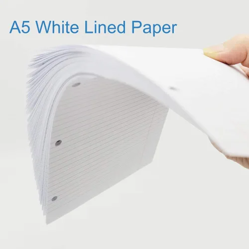 Miniatura 3 de Papel de relleno A5, repuestos para planificador de 3 agujeros, organizador, papel de carpeta de hojas sueltas, 100 hojas/200 páginas, rayado