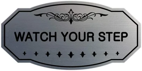 Miniatura 18 de Signs ByLITA Victorian Watch Your Step - Letrero de pared o puerta Material duradero y fácil instalación Señalización de seguridad (negro)
