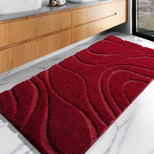 Miniatura 11 de DEXDE Alfombras de baño de 24 x 60 pulgadas, ultra suaves y absorbentes de agua, antideslizantes, de secado rápido, lavables a máquina, tapetes Negro