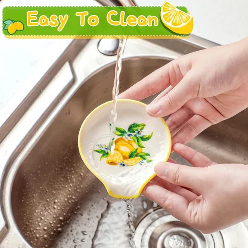 Miniatura 5 de WILLBOND 4 piezas de soporte de cuchara de cerámica para estufa, lindo soporte para cucharas de té de limón, decoración de cocina, casa de campo