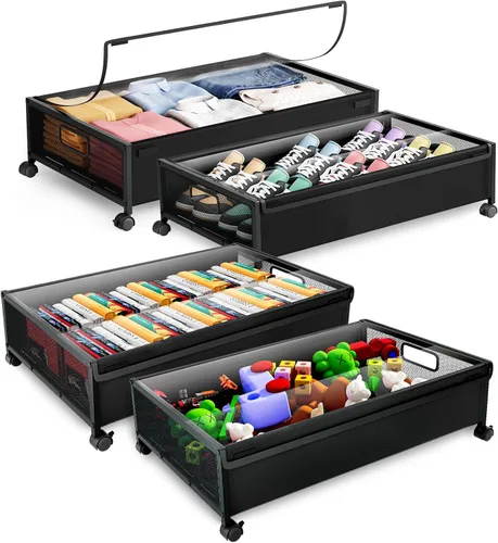 Miniatura 10 de Almacenamiento Debajo de la Cama con Ruedas, 1 Paquete Contenedores de Almacenamiento Debajo de la Cama, Almacenamiento de Zapatos Debajo de la Cama
