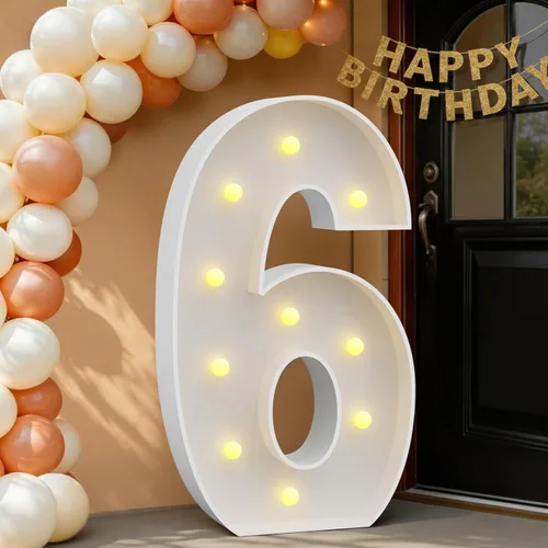 Miniatura 13 de IMPRSV Letras de mosaico iluminadas de marquesina, 4 pies para globos y fiestas, decoración de kit de arco