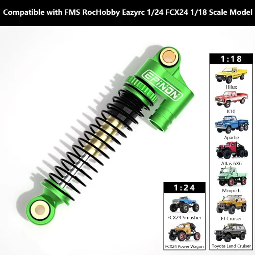 Miniatura 2 de Amortiguadores delanteros y traseros totalmente de aluminio para FMS RocHobby eazyrc 1/24 FCX24 1/18 Land Cruiser/Hilux/FJ