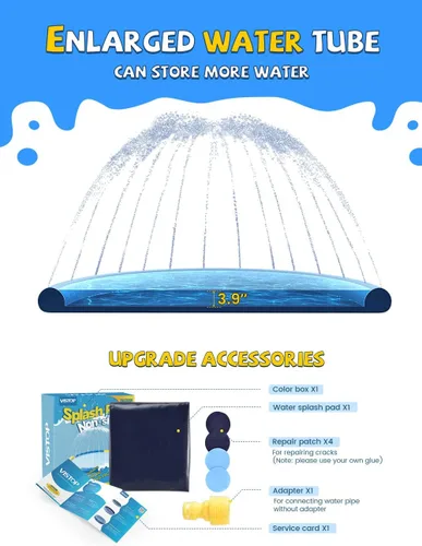 Miniatura 6 de VISTOP - Alfombrilla antideslizante con aspersión, para niños y perros, divertida, para jugar en el patio trasero y piscina, para bebés, niñas, Azul