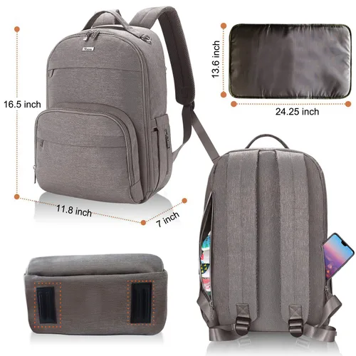 Miniatura 5 de Voova Mochila para pañales, mochila de viaje para bebé de gran capacidad para mamá y papá, bolsas de pañales de maternidad antiagua con cambiador