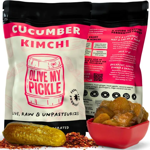 Miniatura 9 de Olive My Pickle Kimchi Fermentado - 48 onzas Paquete de 3 pepino probiótico vegano Kimchi coreano fresco con probióticos naturales para la salud