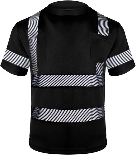 Miniatura 2 de VENDACE Camisas de seguridad para hombre, paquete de 3, alta visibilidad, reflectantes, manga corta, camisa de trabajo negra (negra, 2XL)