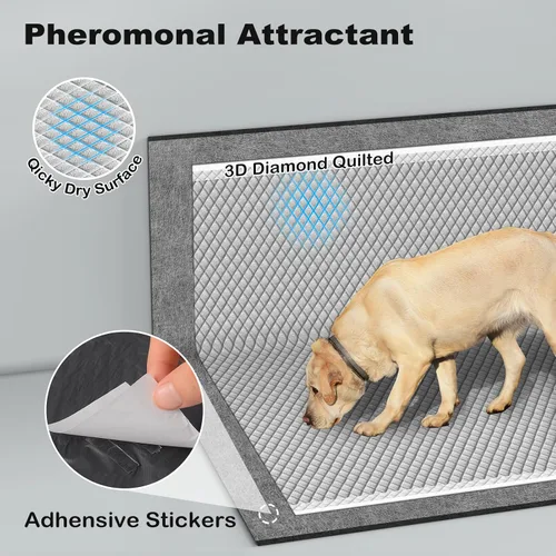 Miniatura 5 de MIZOK Almohadillas para cachorros para perros de 23 x 24 pulgadas, almohadillas para mascotas que eliminan el olor a carbón para perros, absorben