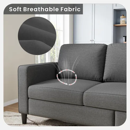 Miniatura 4 de Sofá modular para sala de estar, sofá gris oscuro de 3 plazas en forma de L con otomana de almacenamiento, cómodos sofás seccionales convertibles