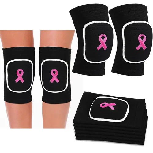 6 pares de rodilleras de cinta para el cáncer de mama para voleibol, concientización sobre el cáncer de mama, rodilleras para equipos deportivos,