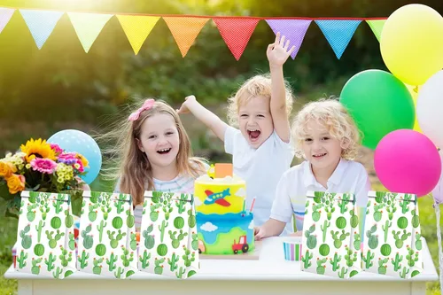 Miniatura 6 de BonBeeDesign Bolsas de dulces de cactus, paquete de 24 bolsas de golosinas de cactus con calcomanías para decoraciones de fiestas de cumpleaños