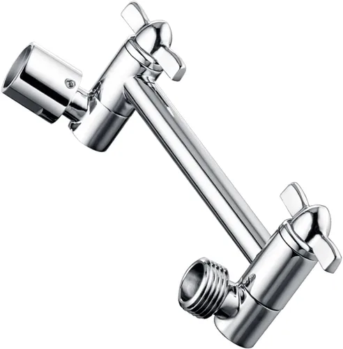 BRIGHT SHOWERS Extensor de brazo de ducha de latón para lluvia y cabezal de ducha de mano, brazo de extensión universal de 5 pulgadas, altura y Cromo
